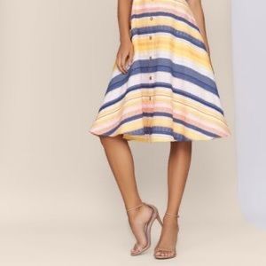 Anthropologie Hutch | Marissa Multicolor Striped Woven A-line Skirt Size 4